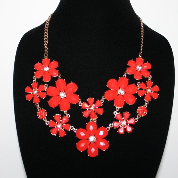 Beautiful gold and red bib necklace